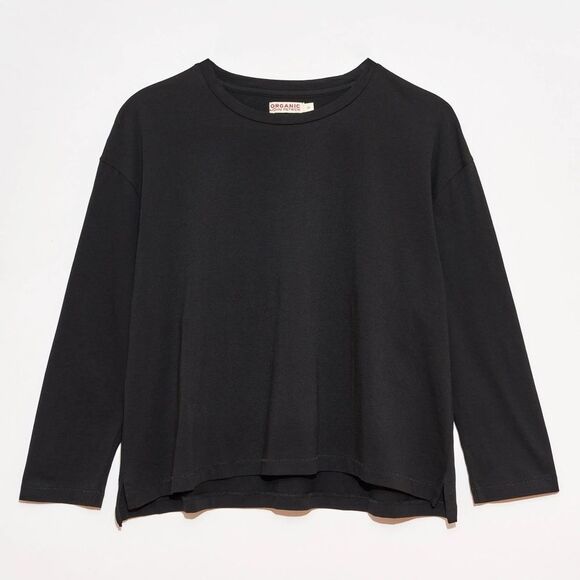 Organic John Patrick Wide Cropped T-Shirt in Black Sz XS - Picture 1 of 7